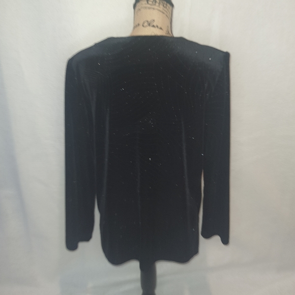 Women's K Studio  Jacket Dress MEDIUM Size 12 Black Velvet Glitter Line Design - Picture 3 of 11